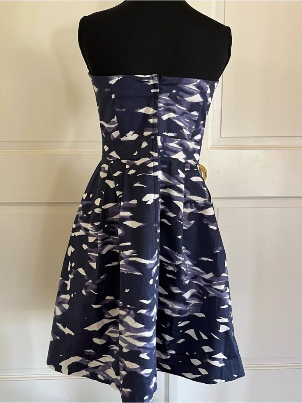 H&M Navy and White Strapless Fit-and-Flare Dress - Picture 5 of 14